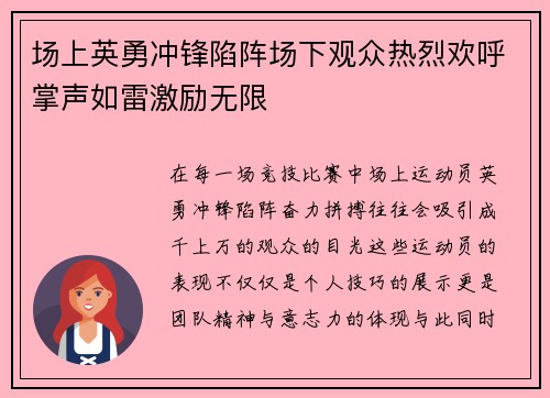场上英勇冲锋陷阵场下观众热烈欢呼掌声如雷激励无限